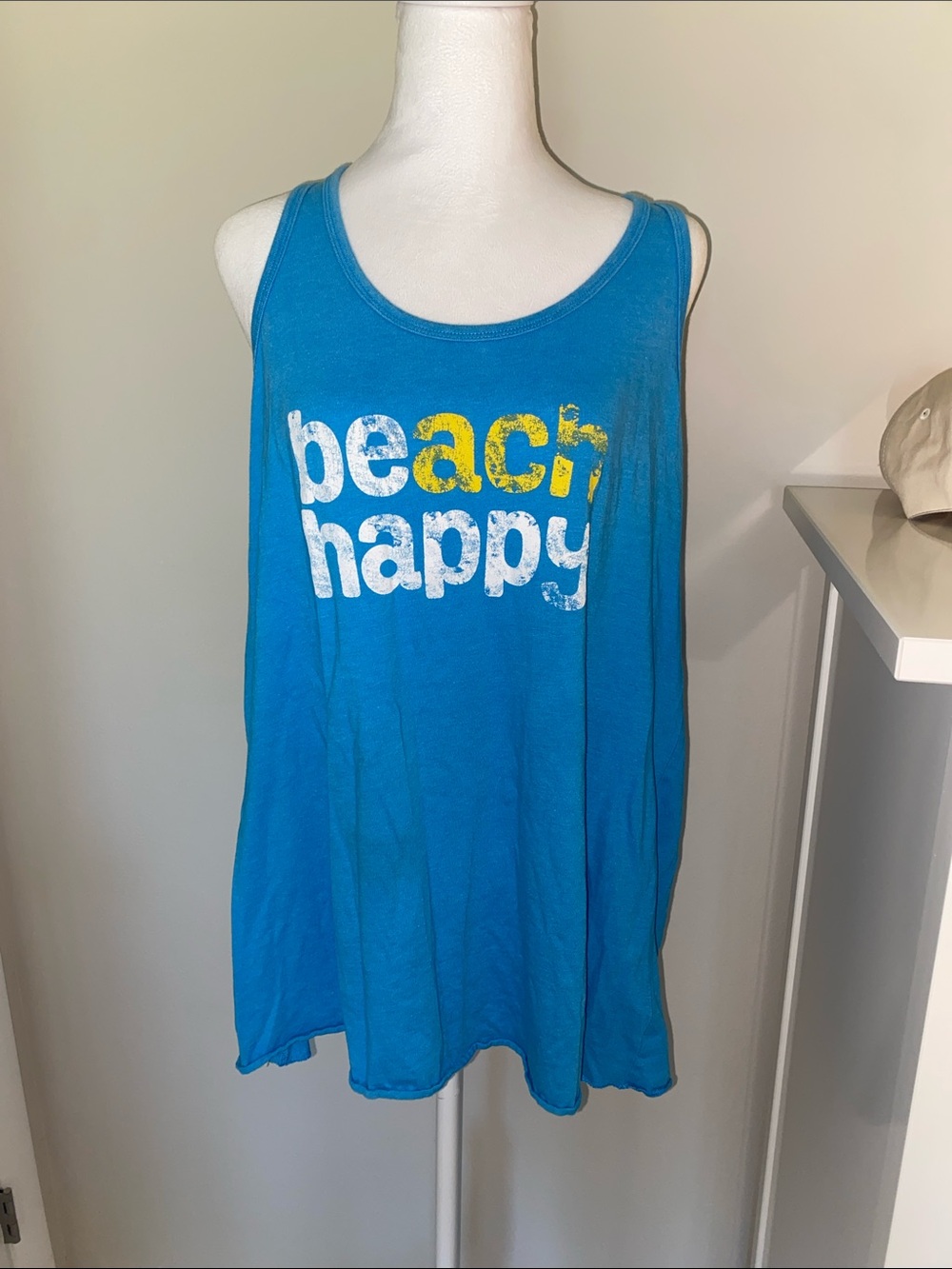 Blue 'Beach Happy' Graphic Tank Top